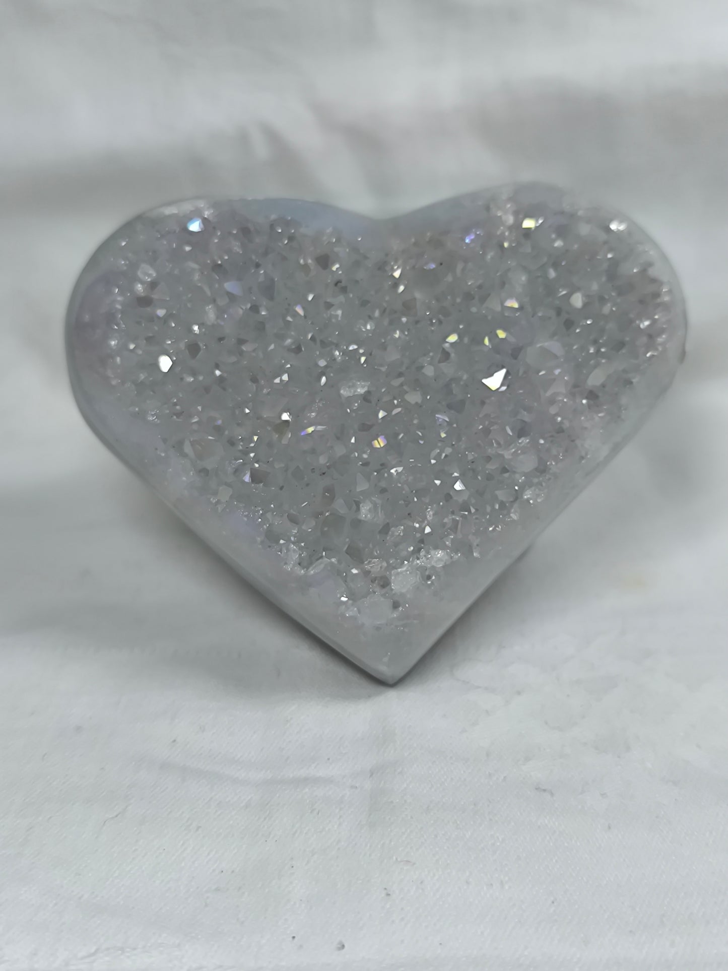 Aura coated brazilian amethyst heart