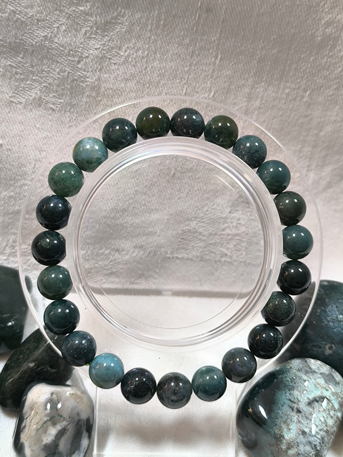 Moss agate 8mm bracelet