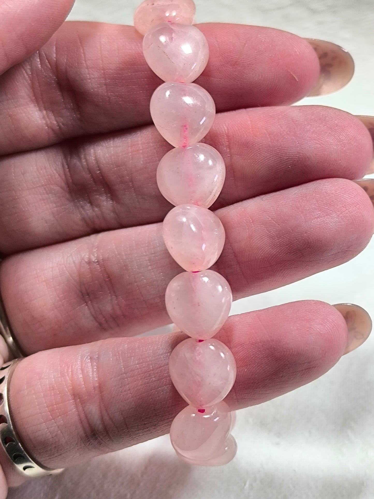 Rose quartz heart bracelets