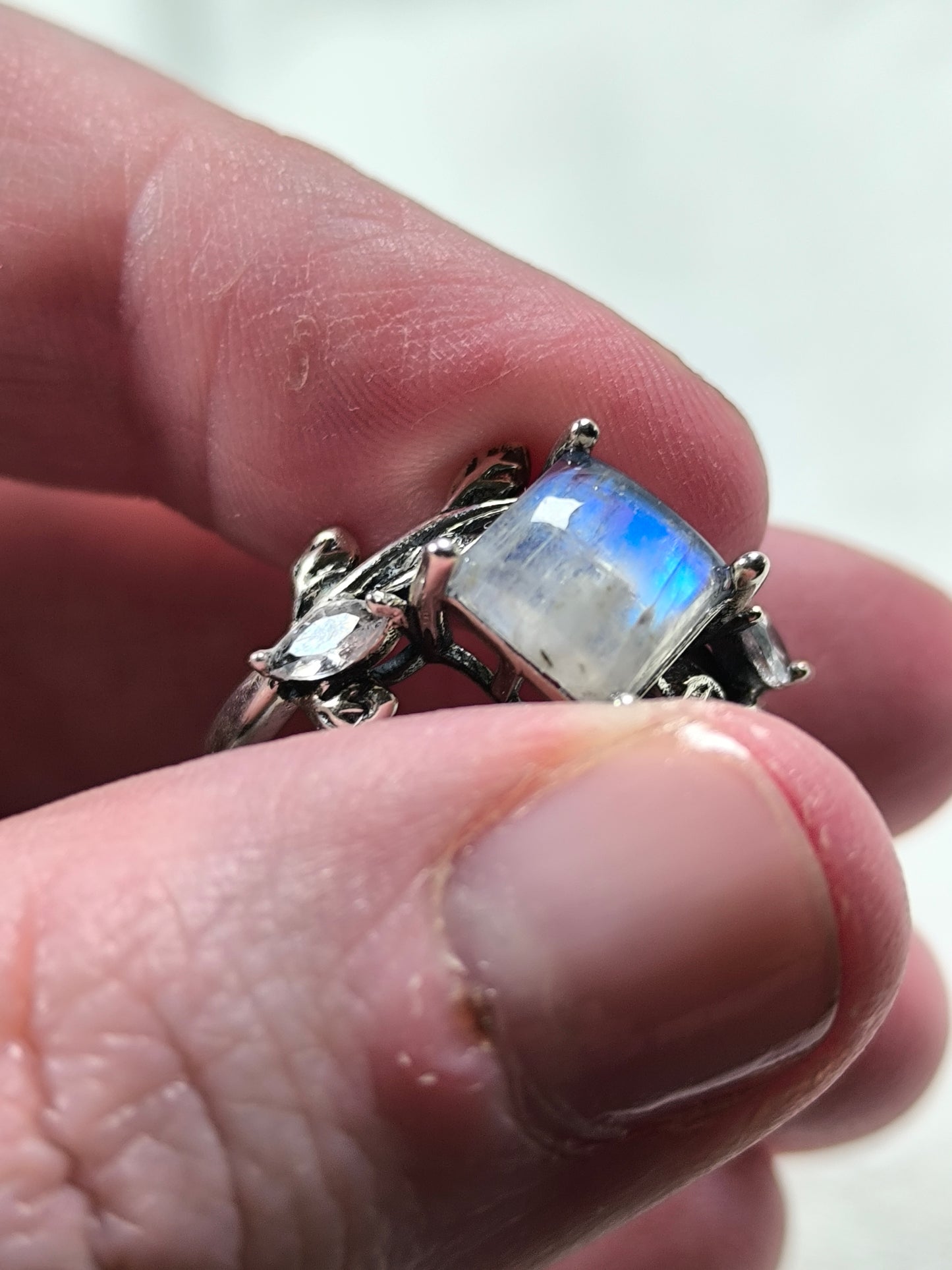 Sterling silver moonstone adjustable ring