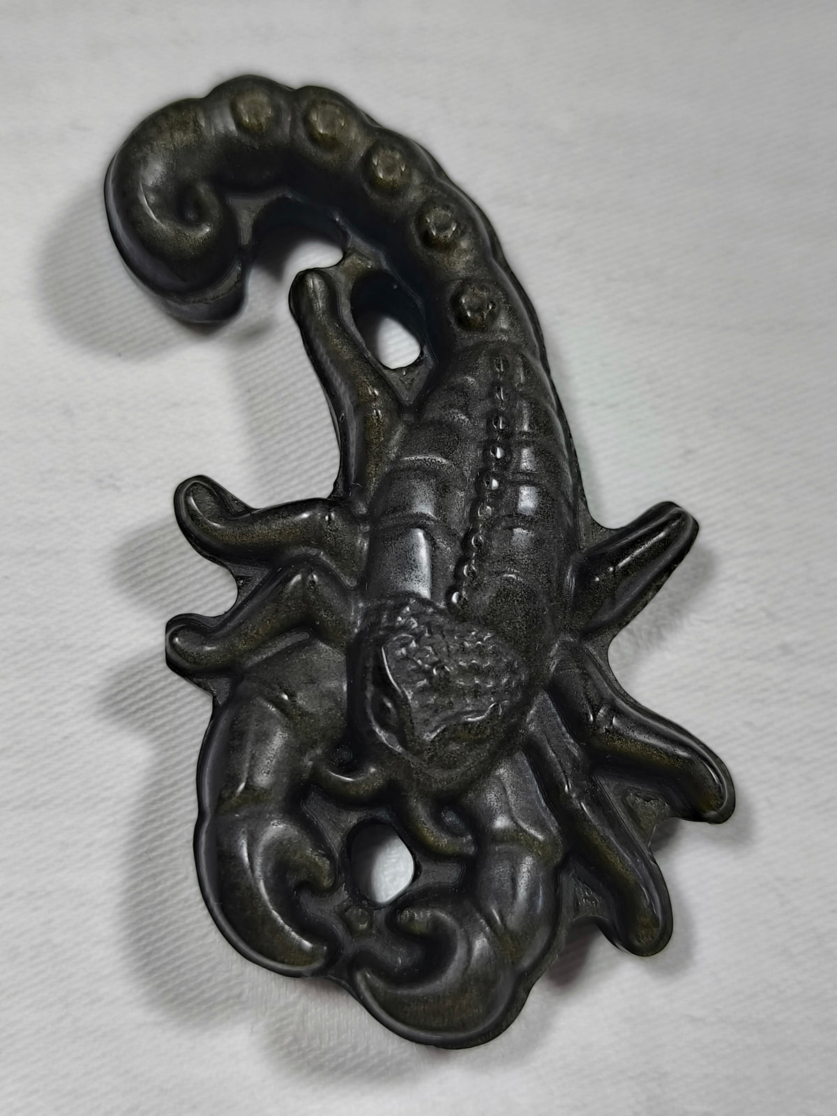 Gold sheen obsidian scorpion
