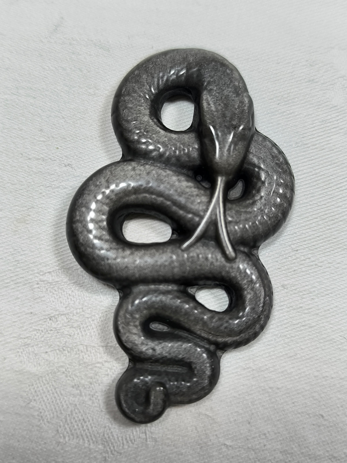Silver sheen obsidian snake