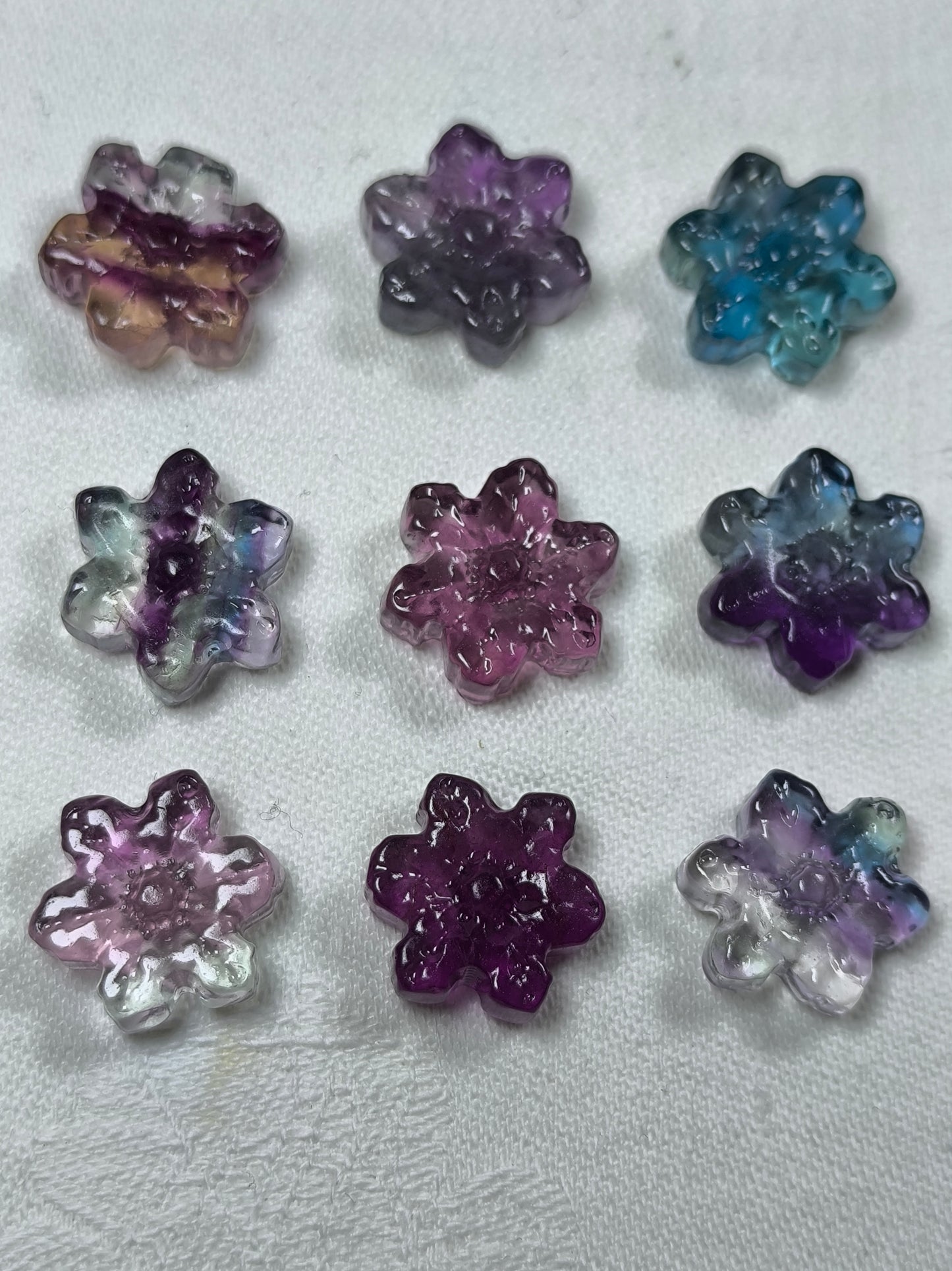 Mini fluorite snowflakes