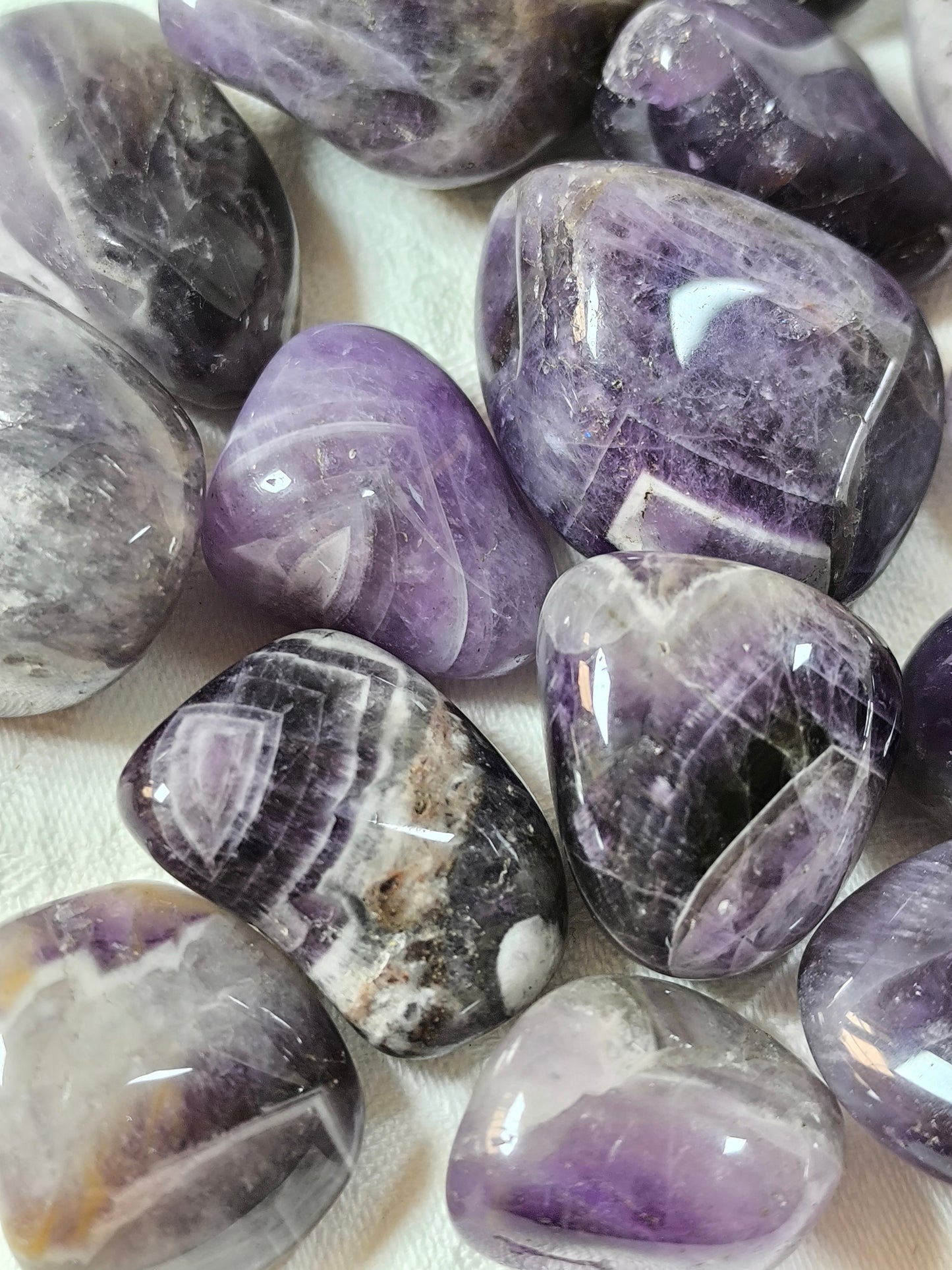 Chevron amethyst tumbles