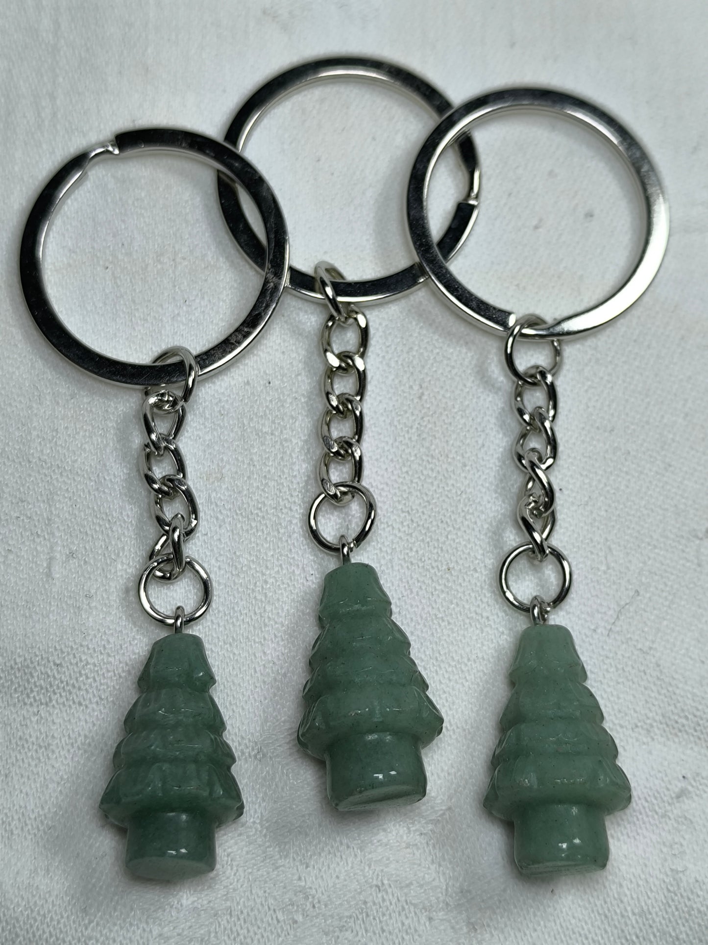 Green aventurine Christmas tree keyrings