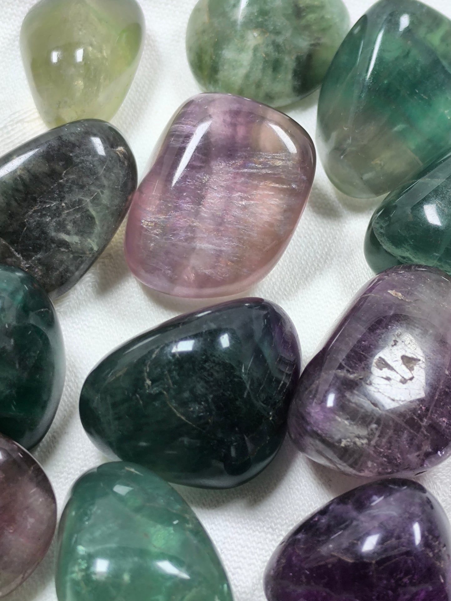 Rainbow fluorite tumbles