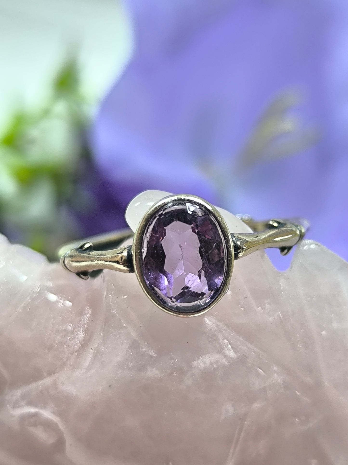 Sterling silver adjustable amethyst ring
