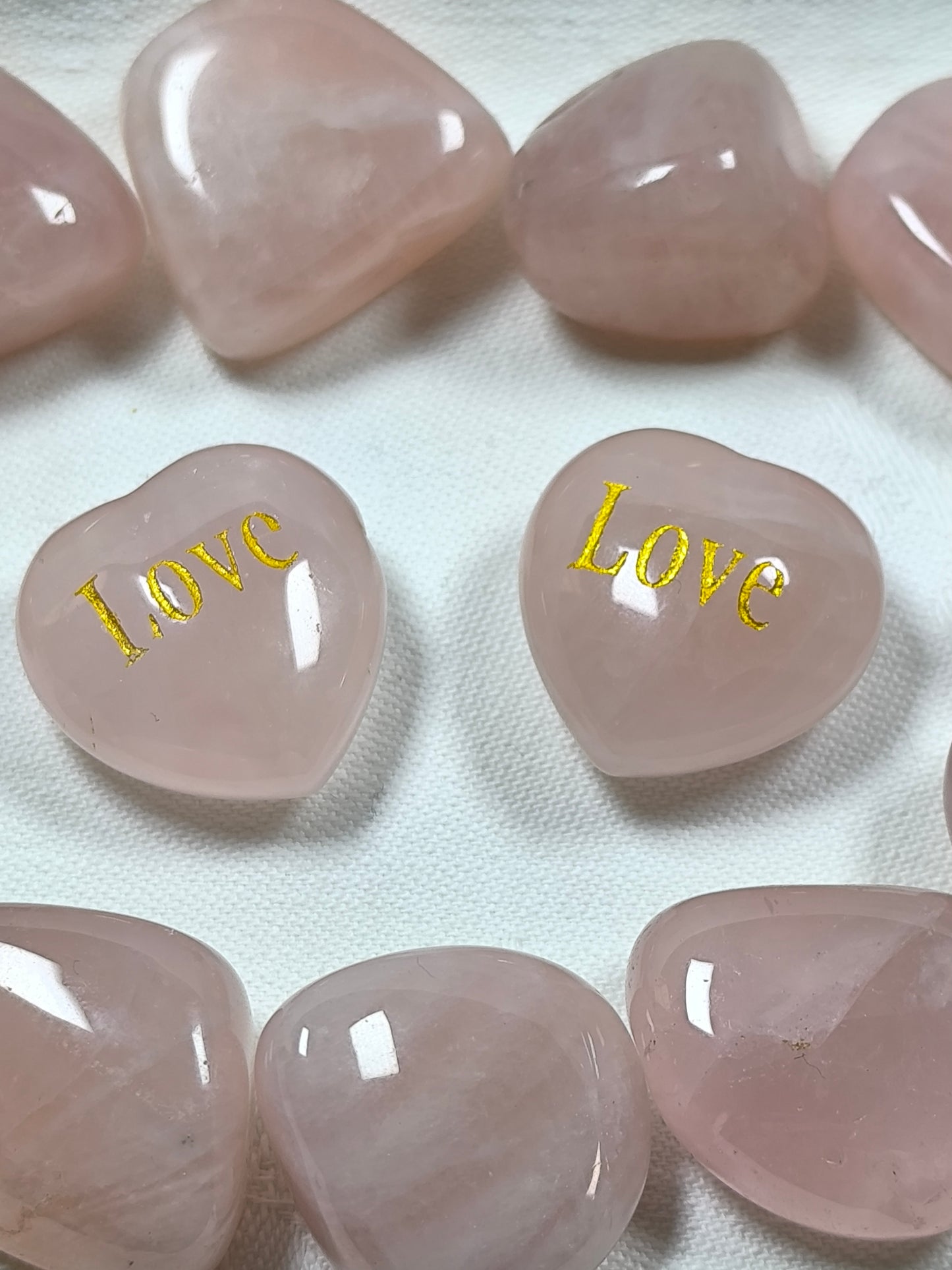 Rose quartz love hearts