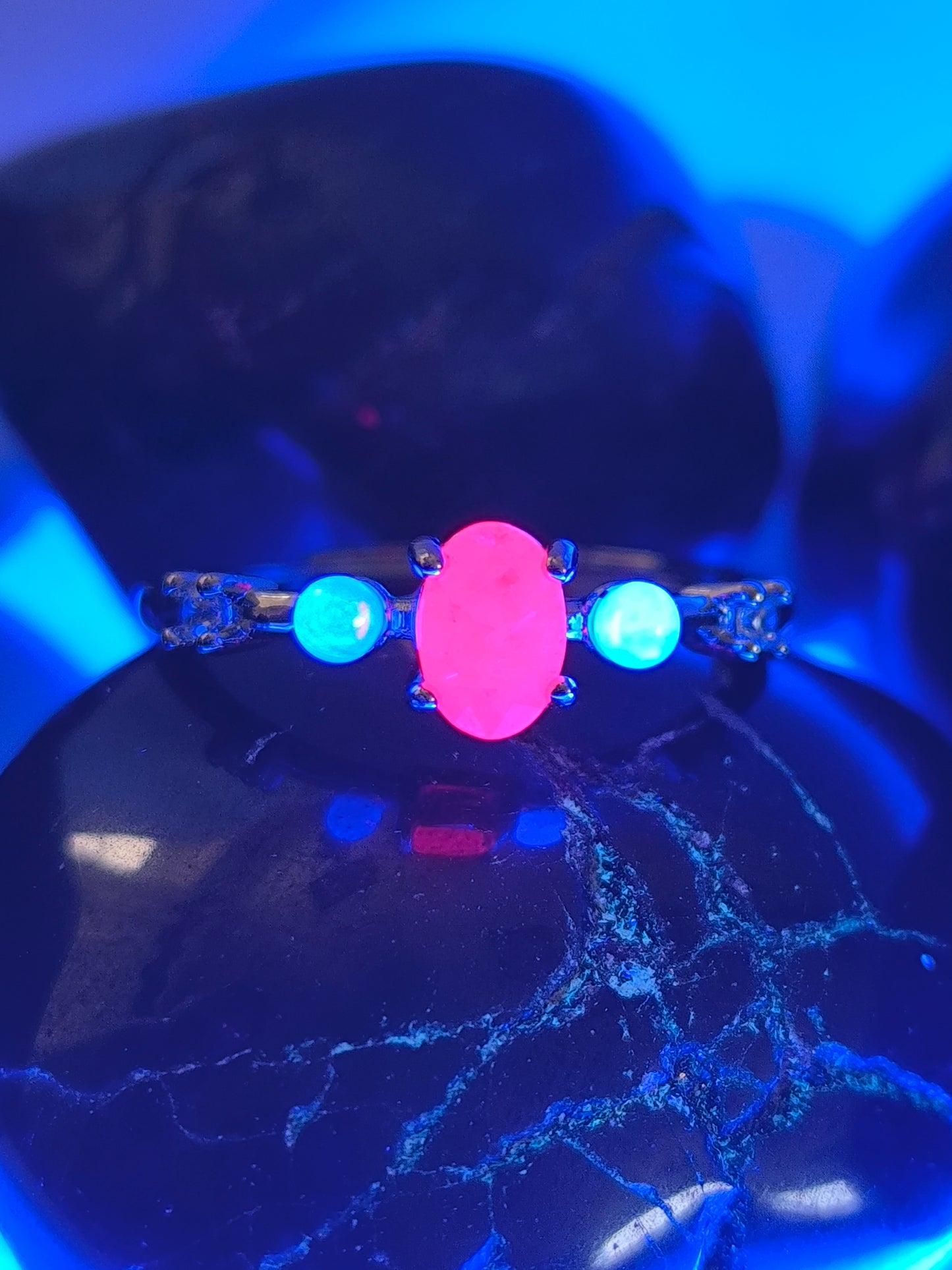 Stainless steel adjustable ruby ring