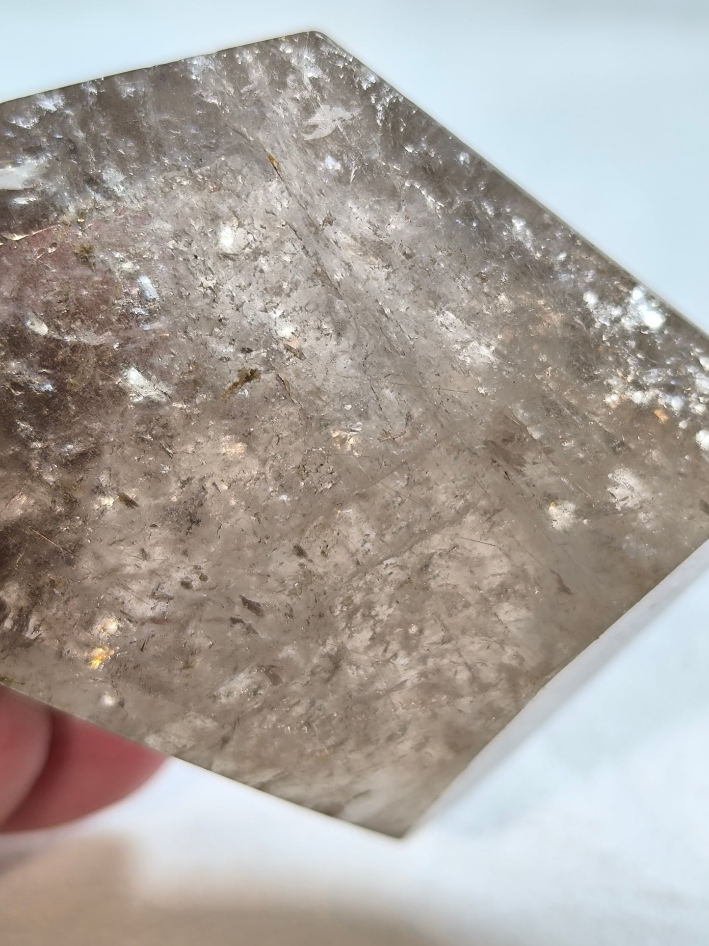 Smoky quartz freeform with rutile