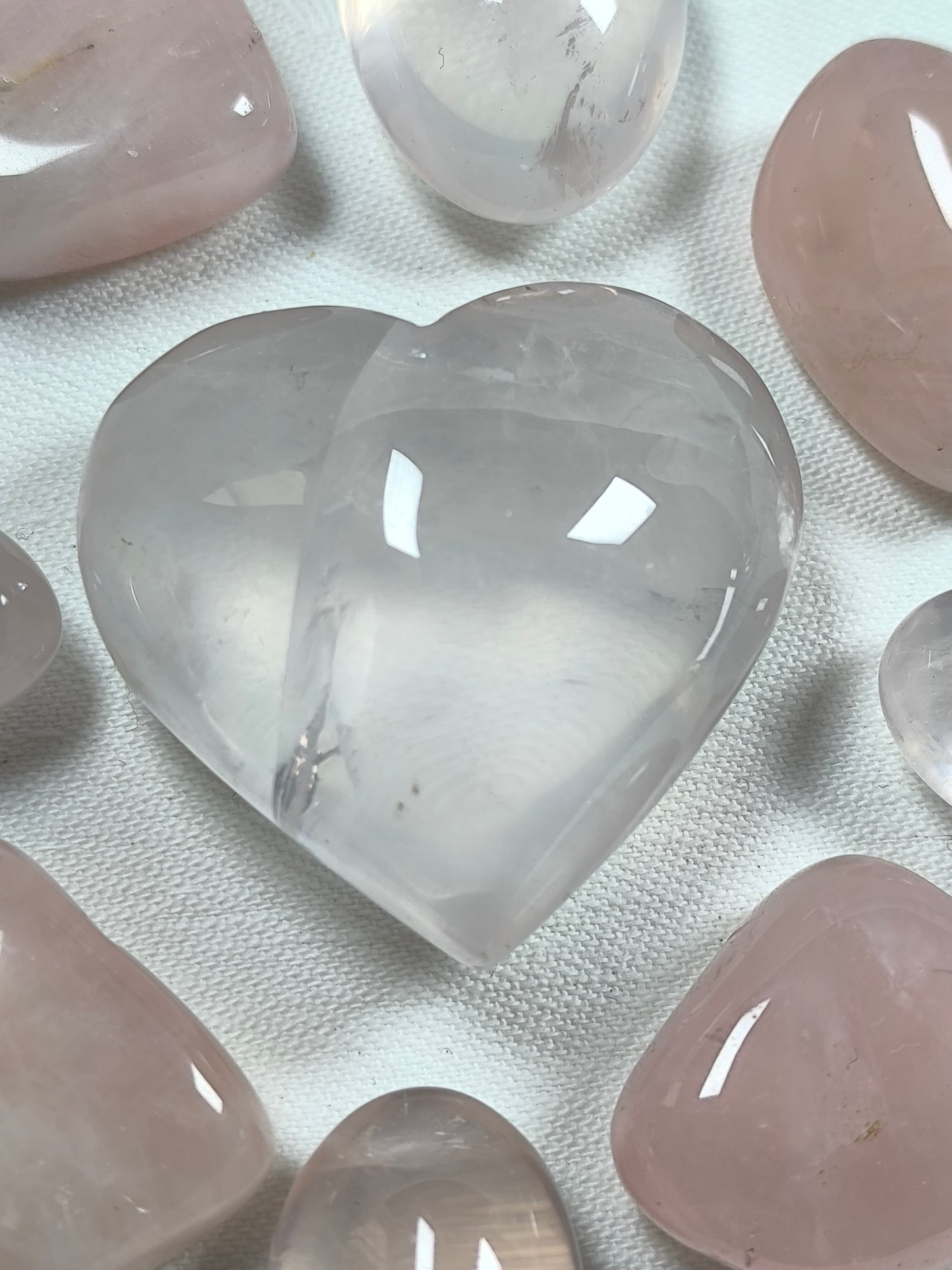 High quality snow rose quartz heart
