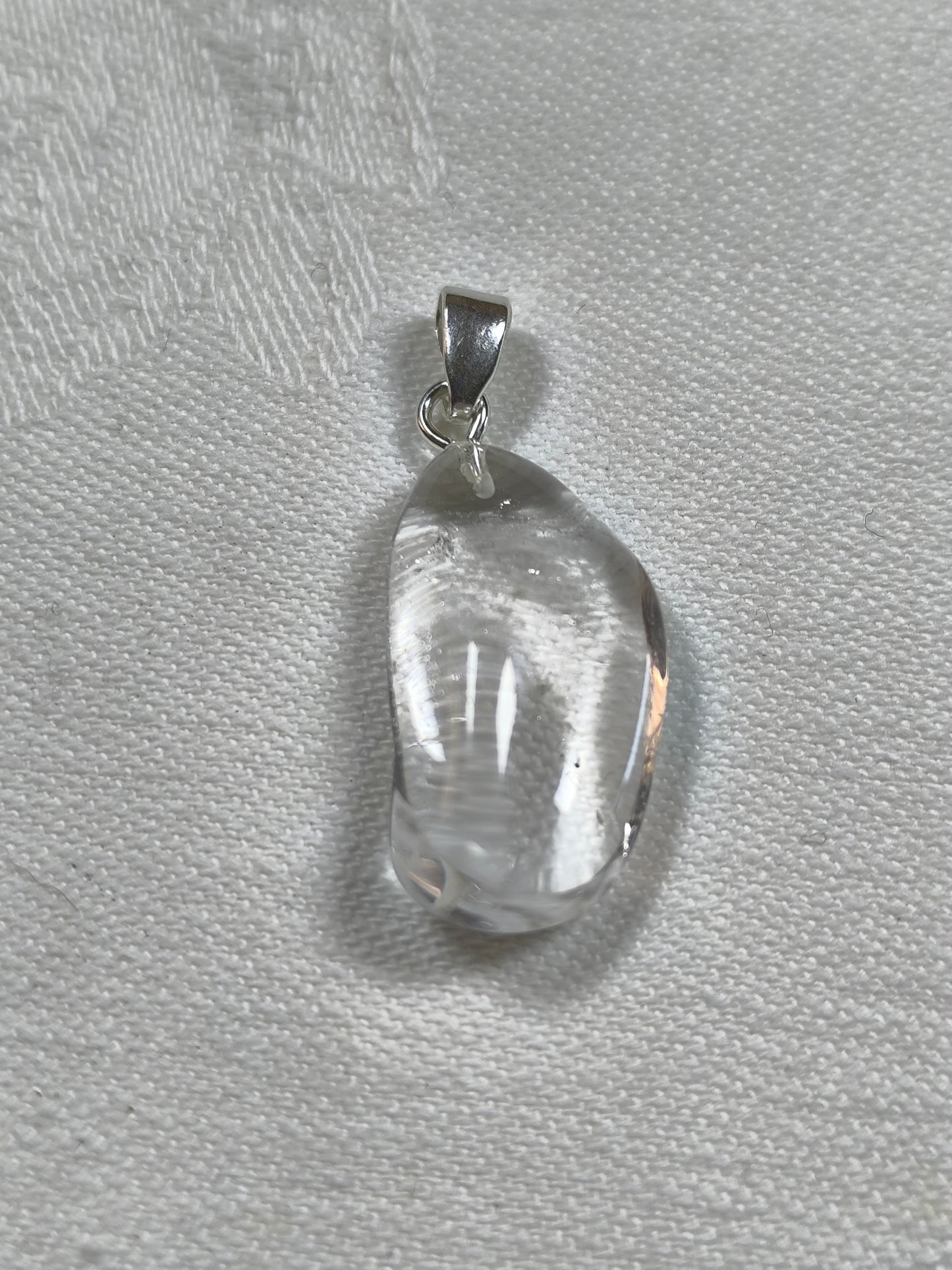 Sterling silver clear quartz tumble pendant