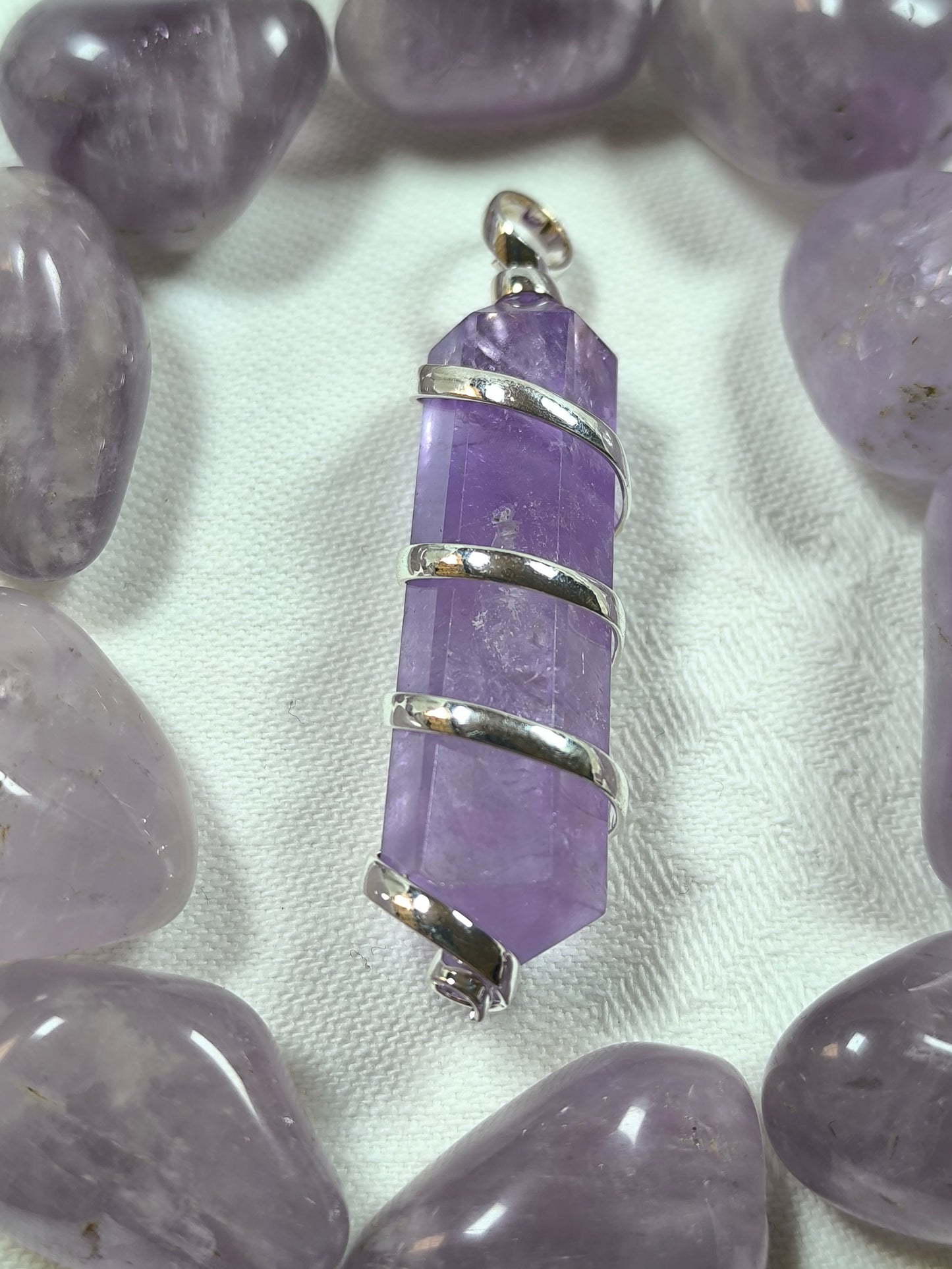 Amethyst spiral point pendant