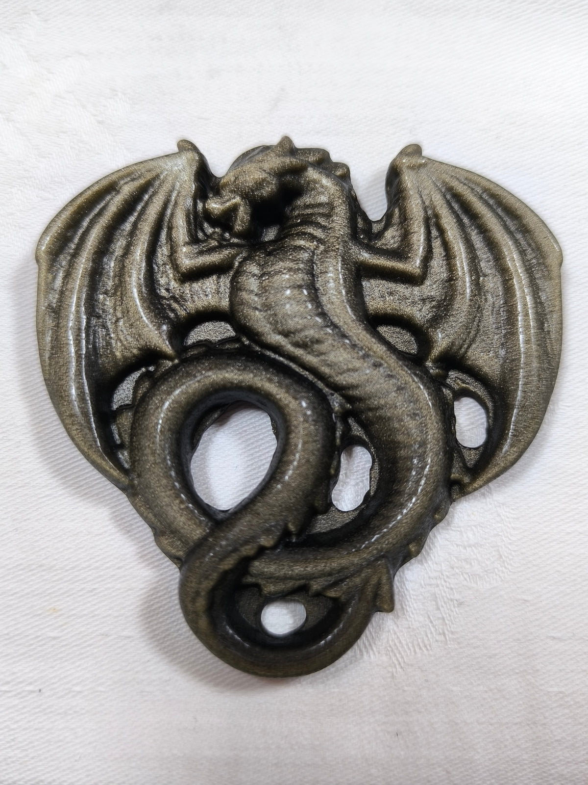 Gold sheen obsidian dragon carving