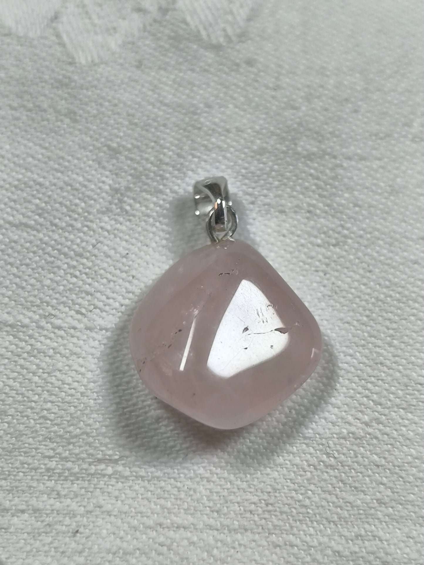 Sterling silver rose quartz tumble pendant