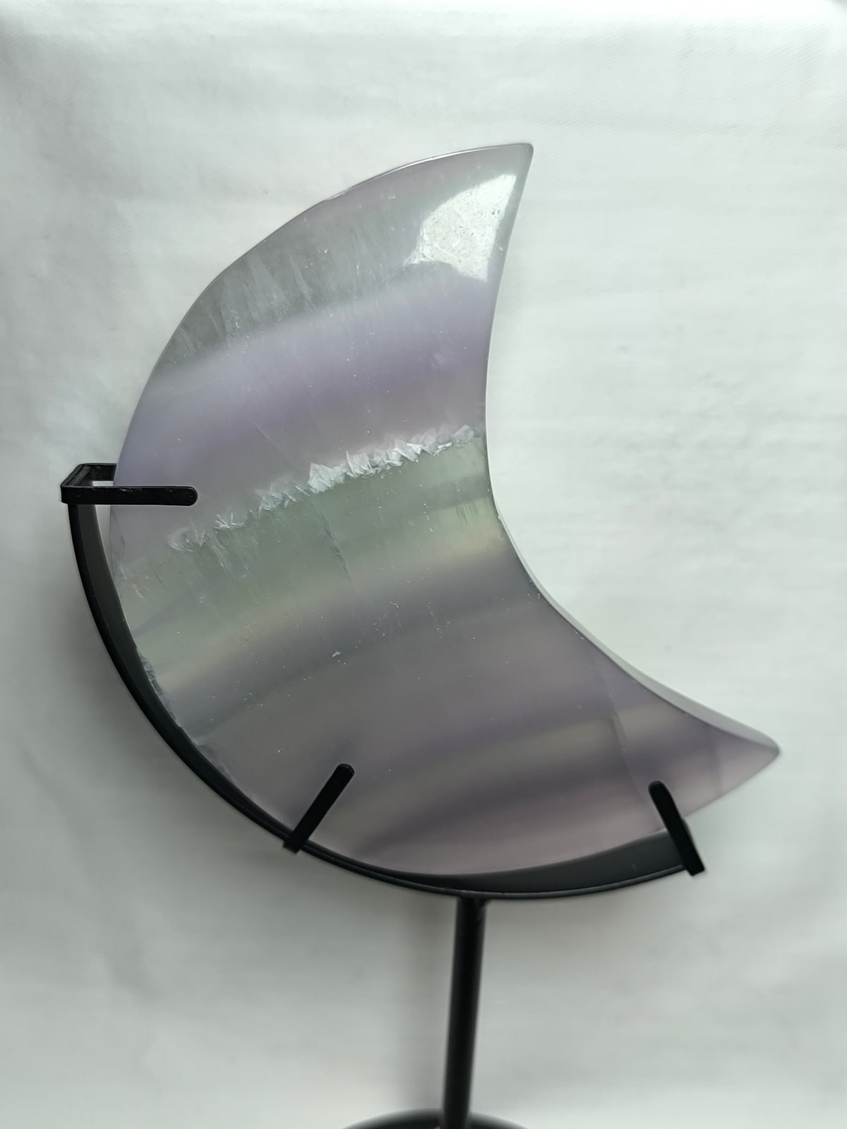 Fluorite moon on a stand