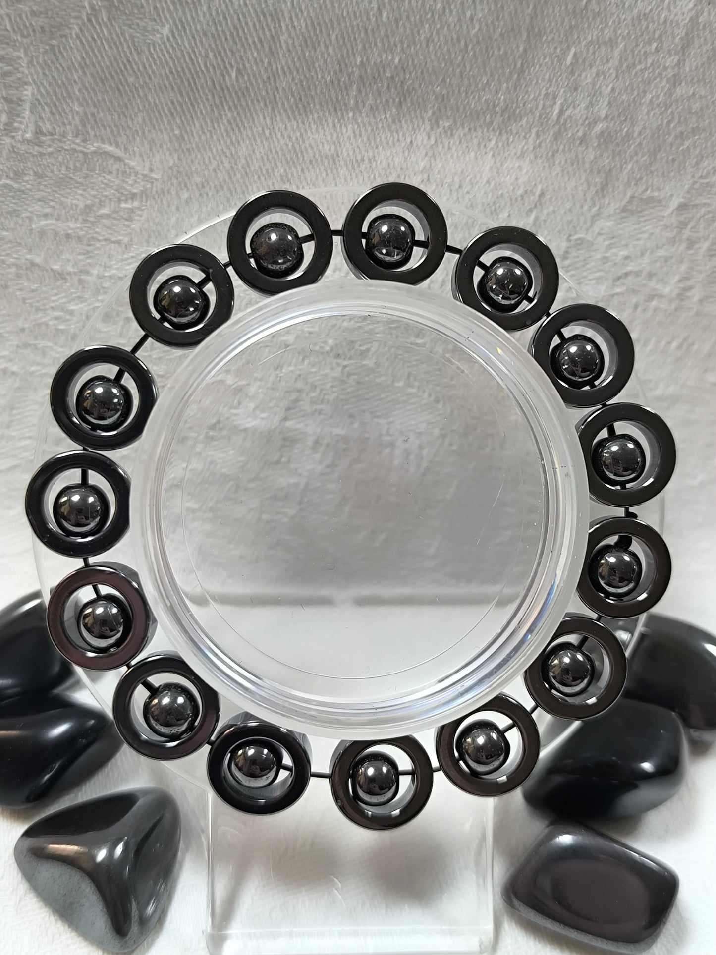 Hematite round spinning beads bracelet