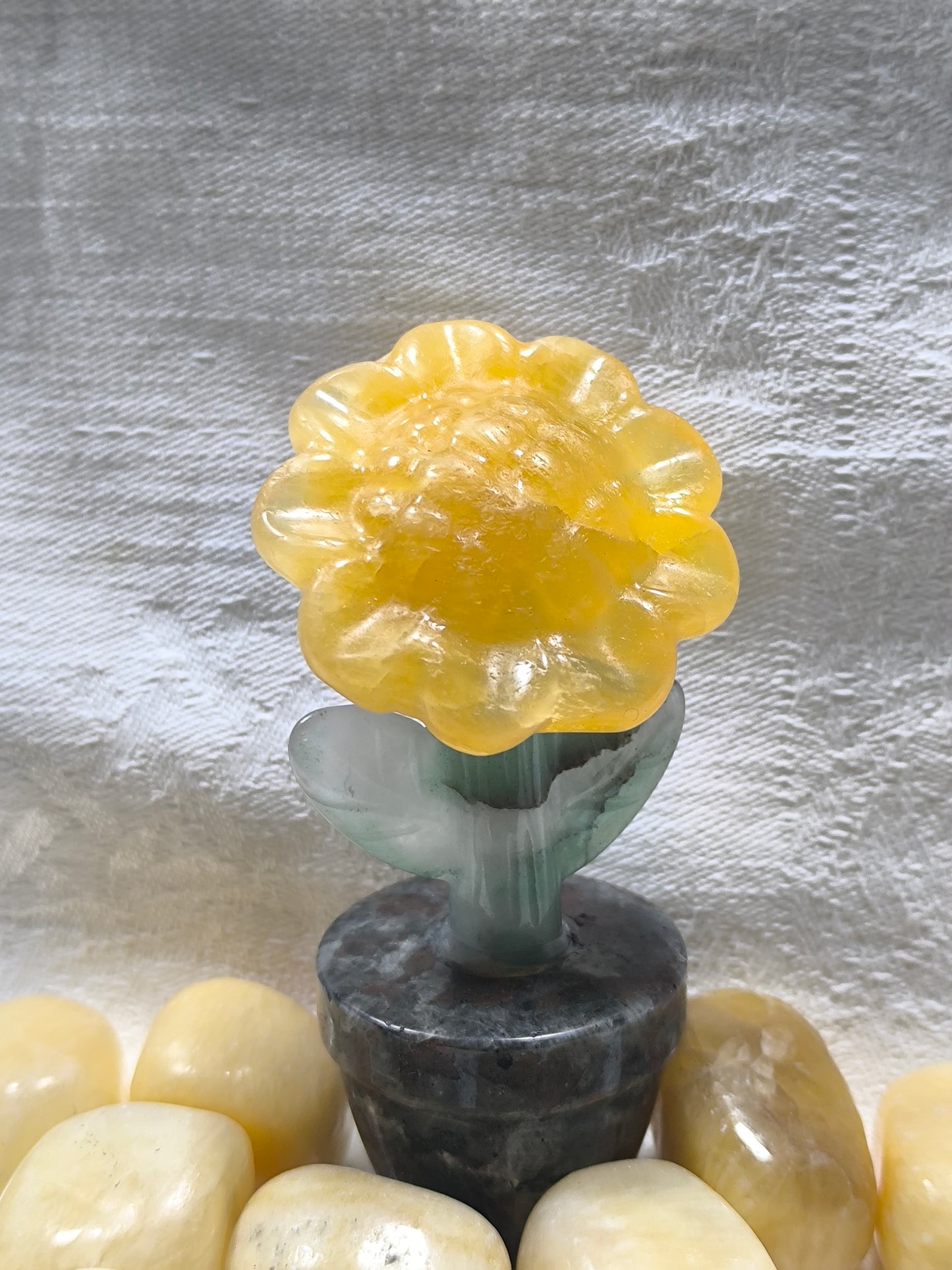 Yellow calcite potted sunflower