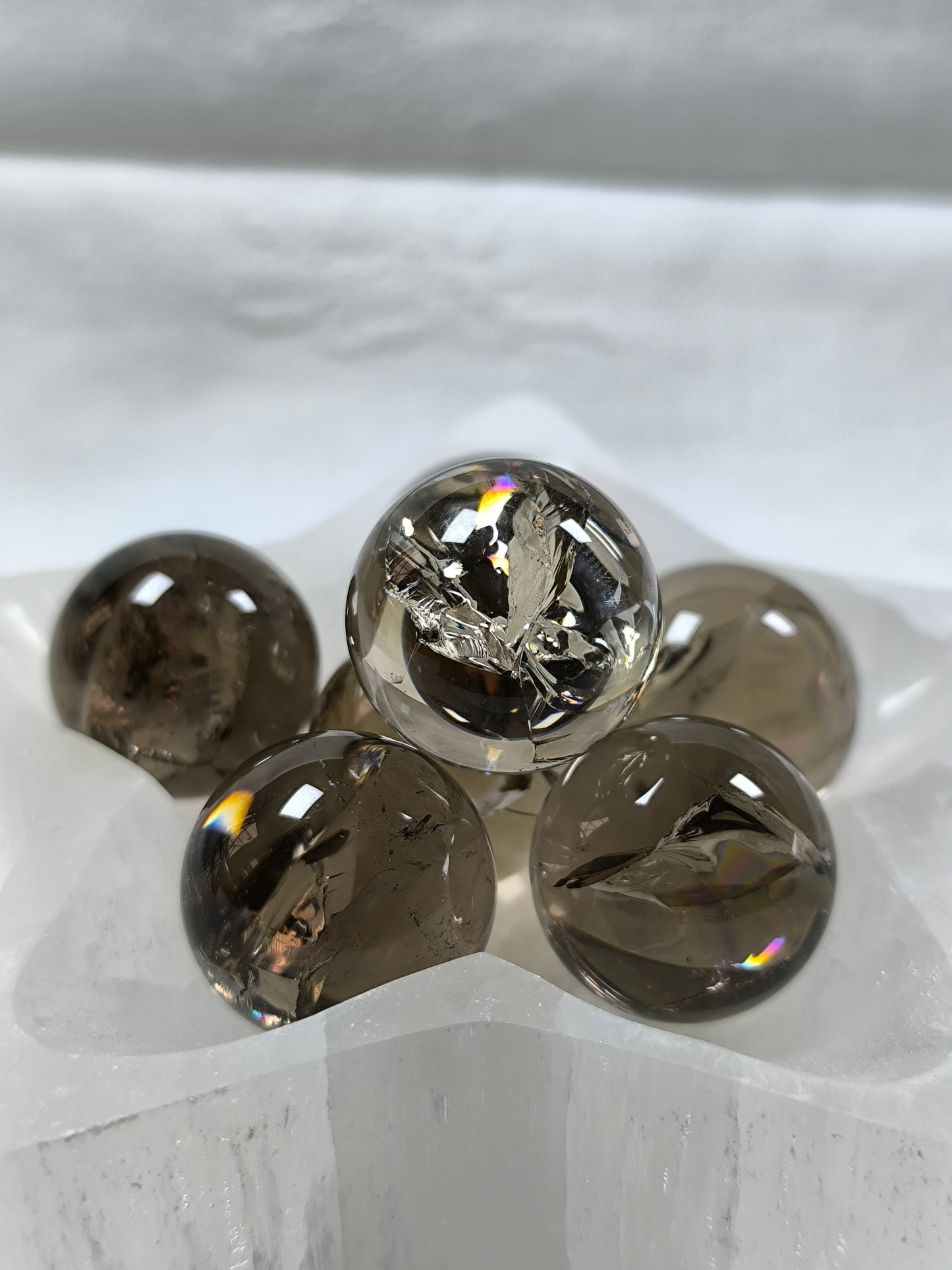 Mini HQ smoky quartz spheres