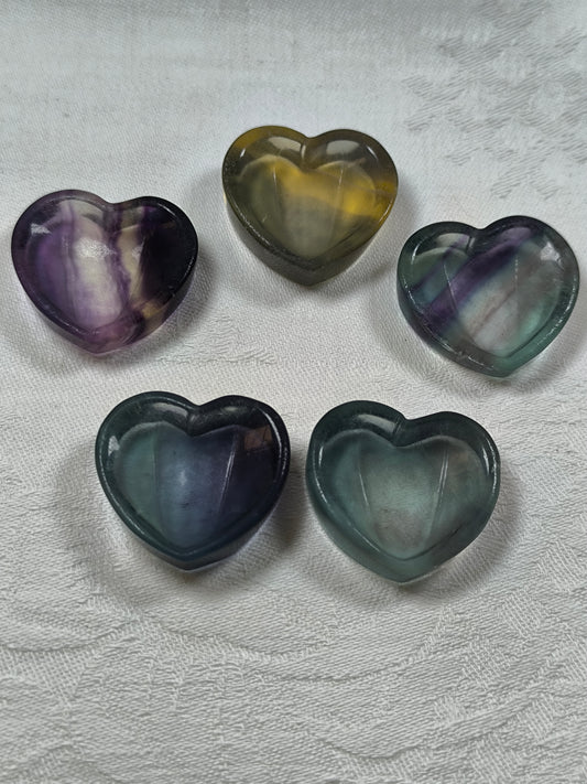 Mini fluorite heart dishes