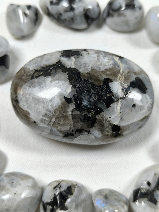 Rainbow moonstone palm stone