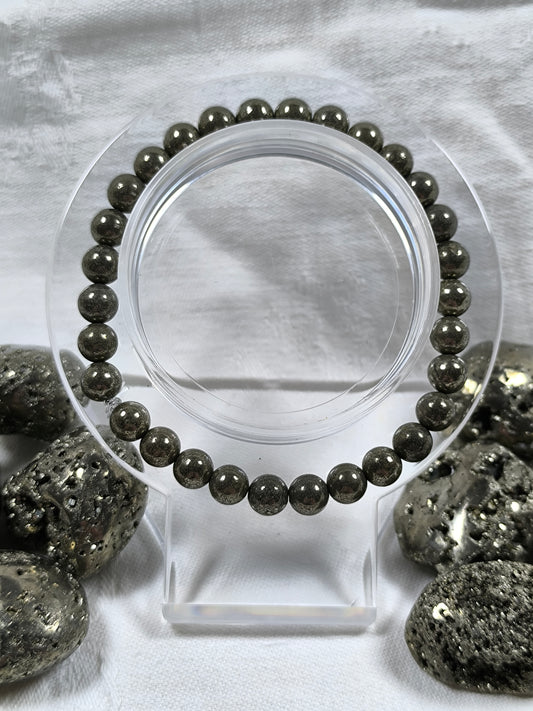Pyrite 6mm bead bracelet
