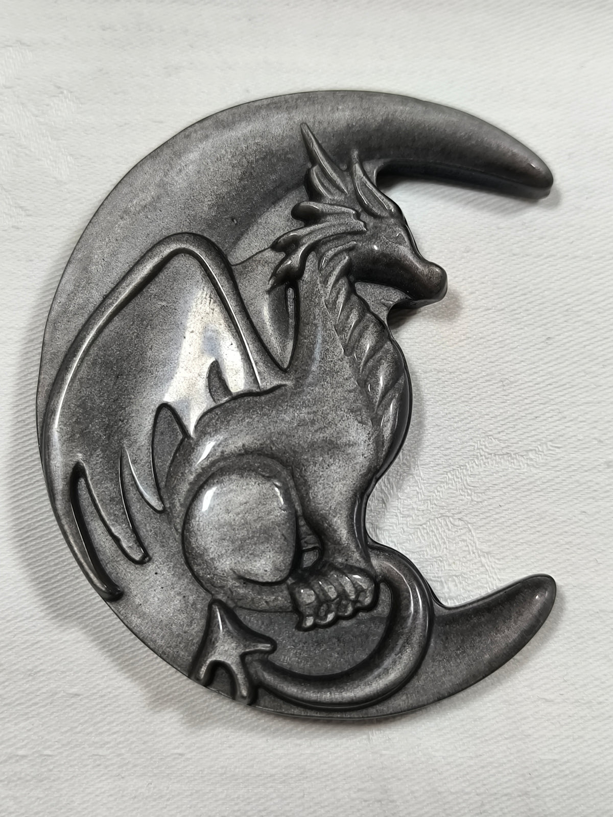 Silver sheen obsidian flying dragon