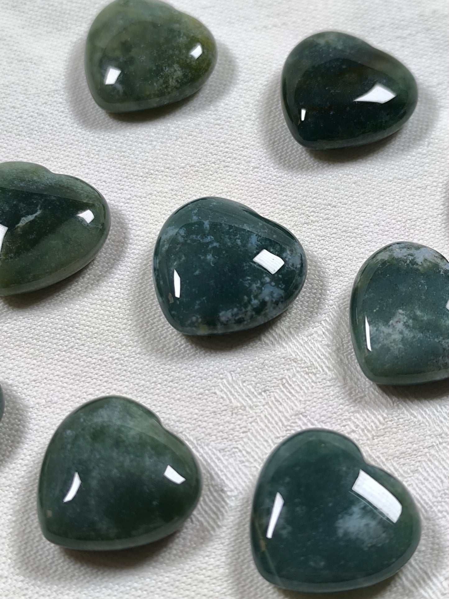 Mini moss agate hearts