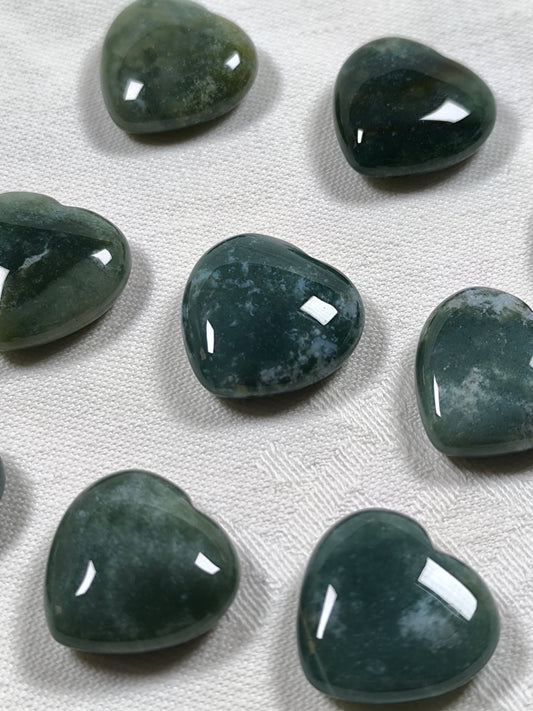 Mini moss agate hearts