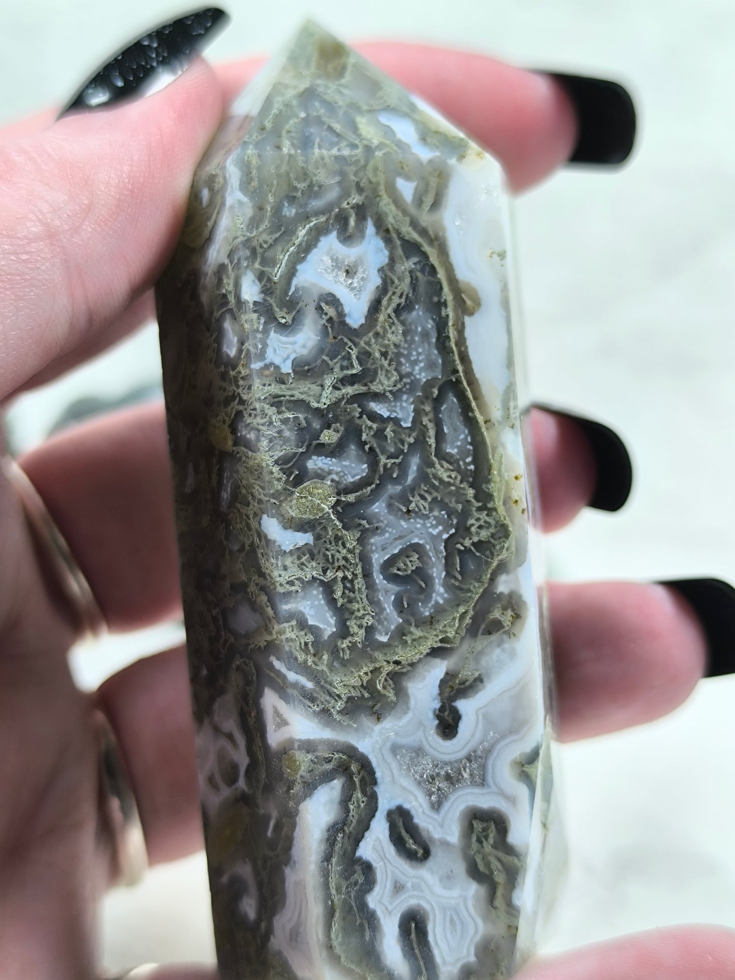 Moss agate tower
