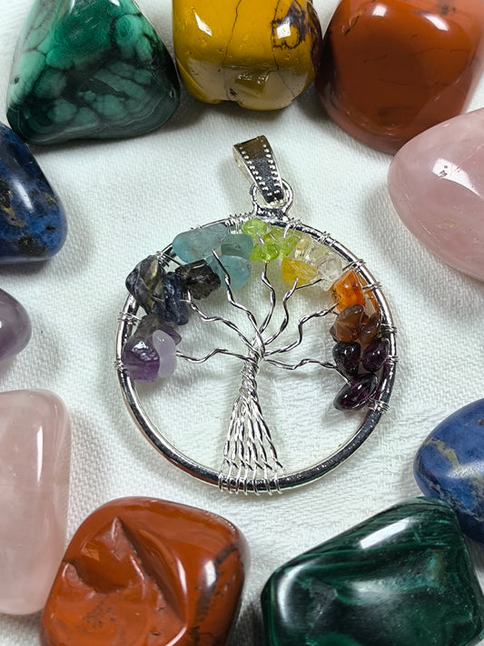 Chakra tree of life pendant