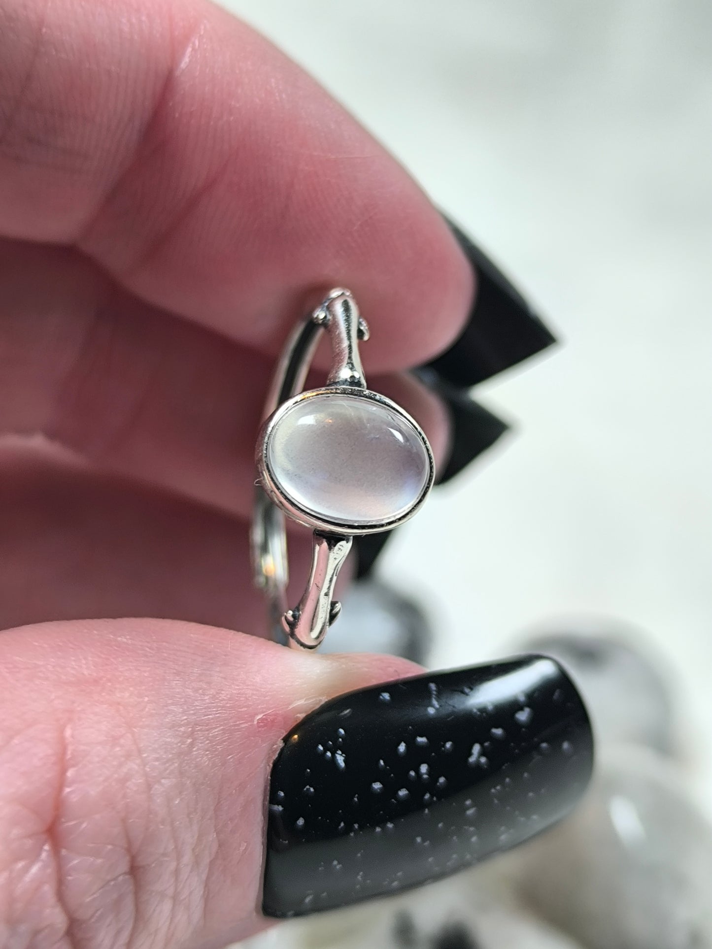 Sterling silver adjustable moonstone ring