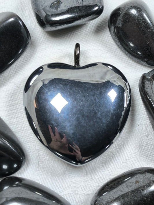 Hematite heart pendant