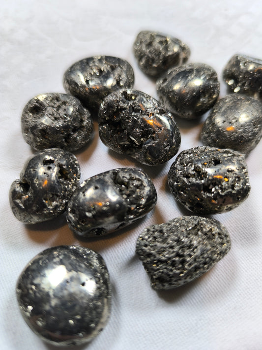 Druzy pyrite tumbles