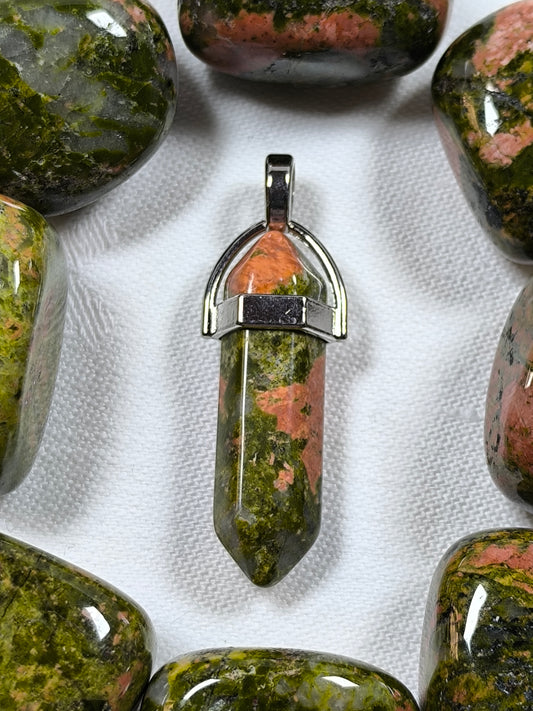 Unakite point pendant
