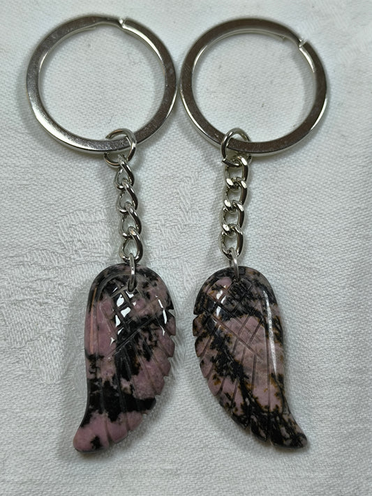 Rhodonite wing keyring