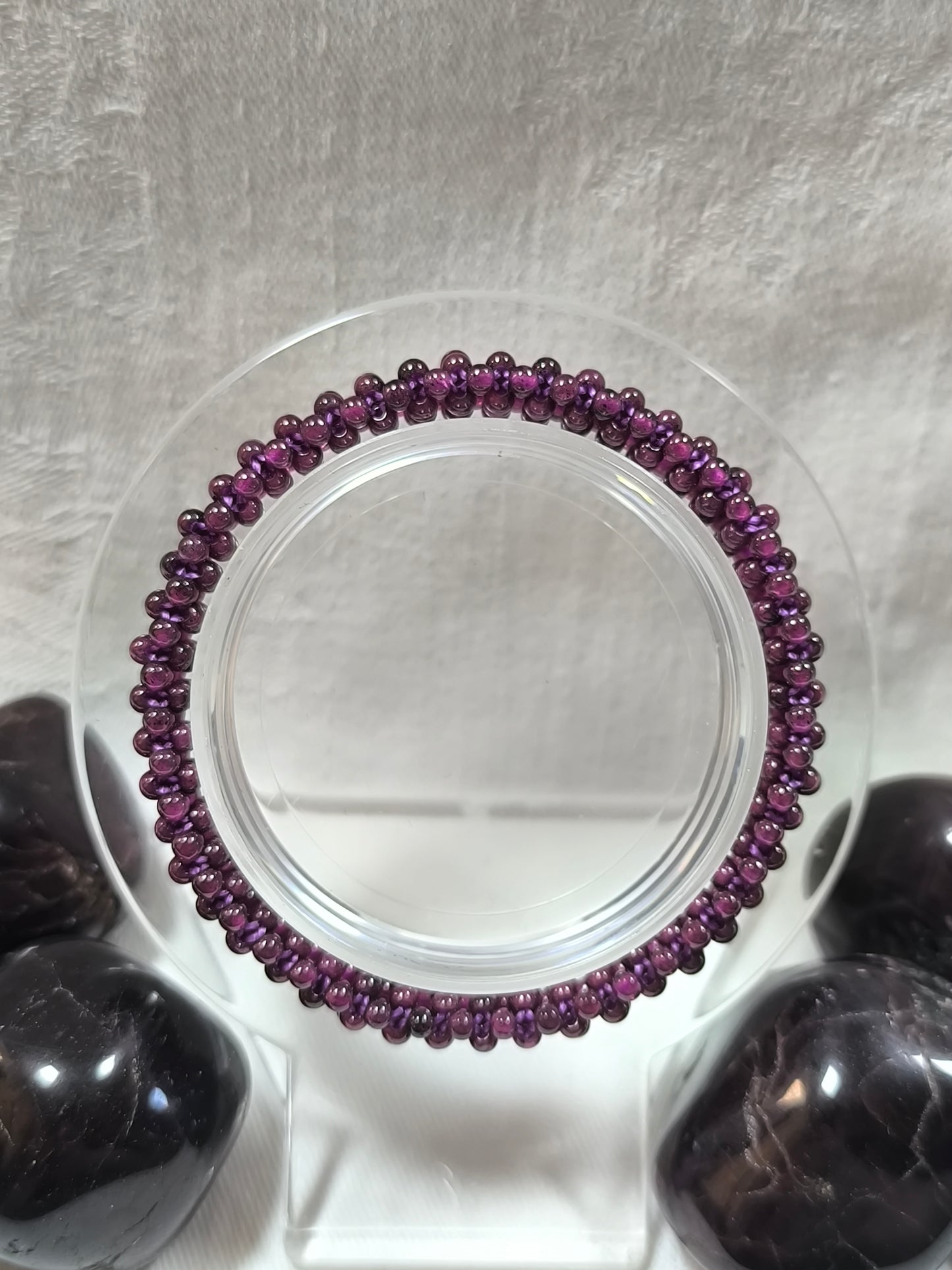 Purple garnet beadwork bracelet