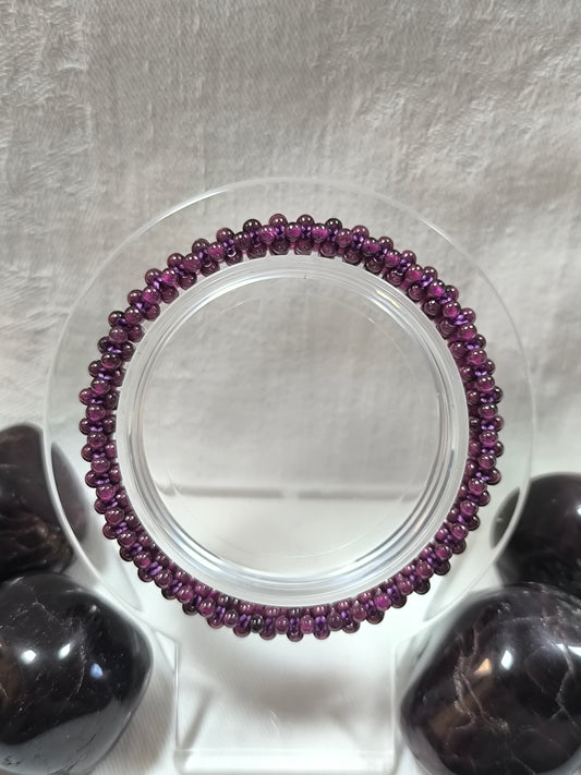 Purple garnet beadwork bracelet