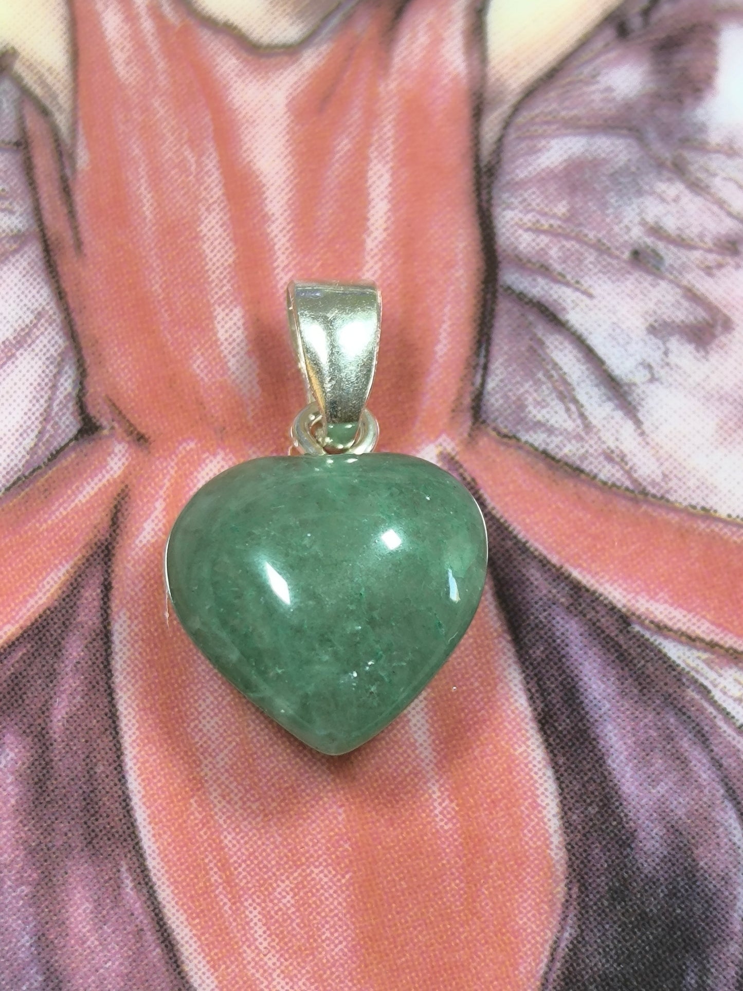 Sterling silver green aventurine heart pendant