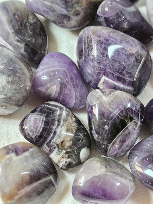 Chevron amethyst tumbles