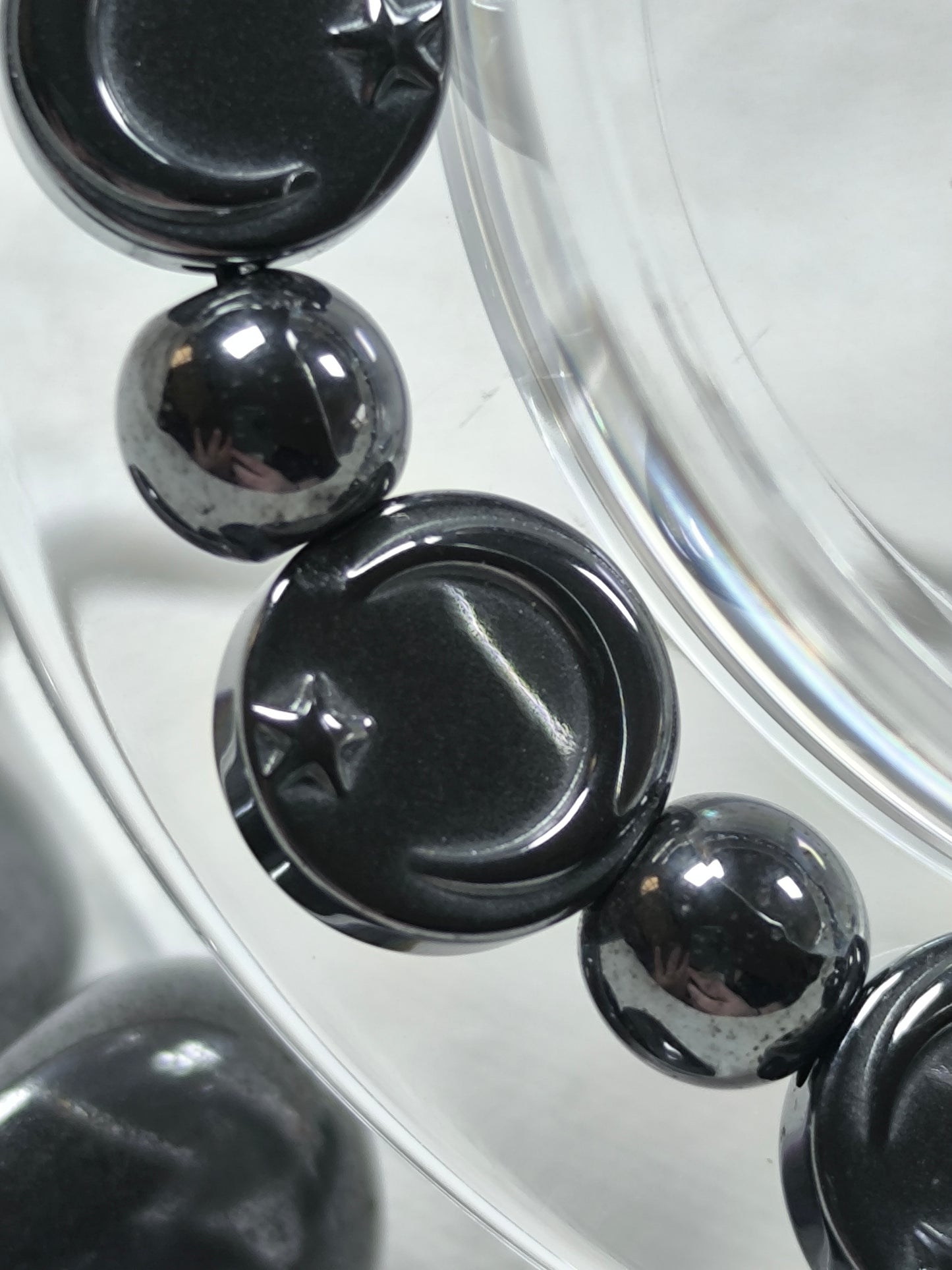 Moon and stars hematite bracelet