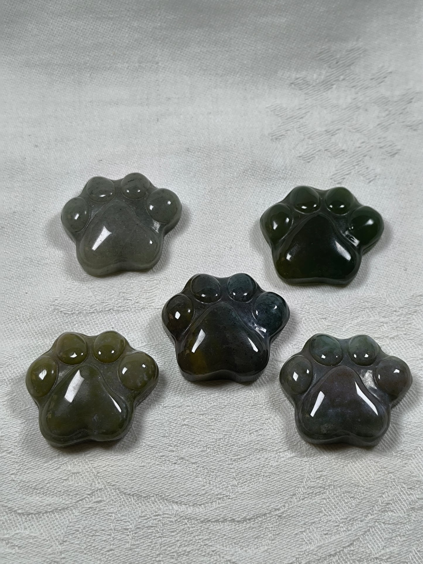 Moss agate paw prints