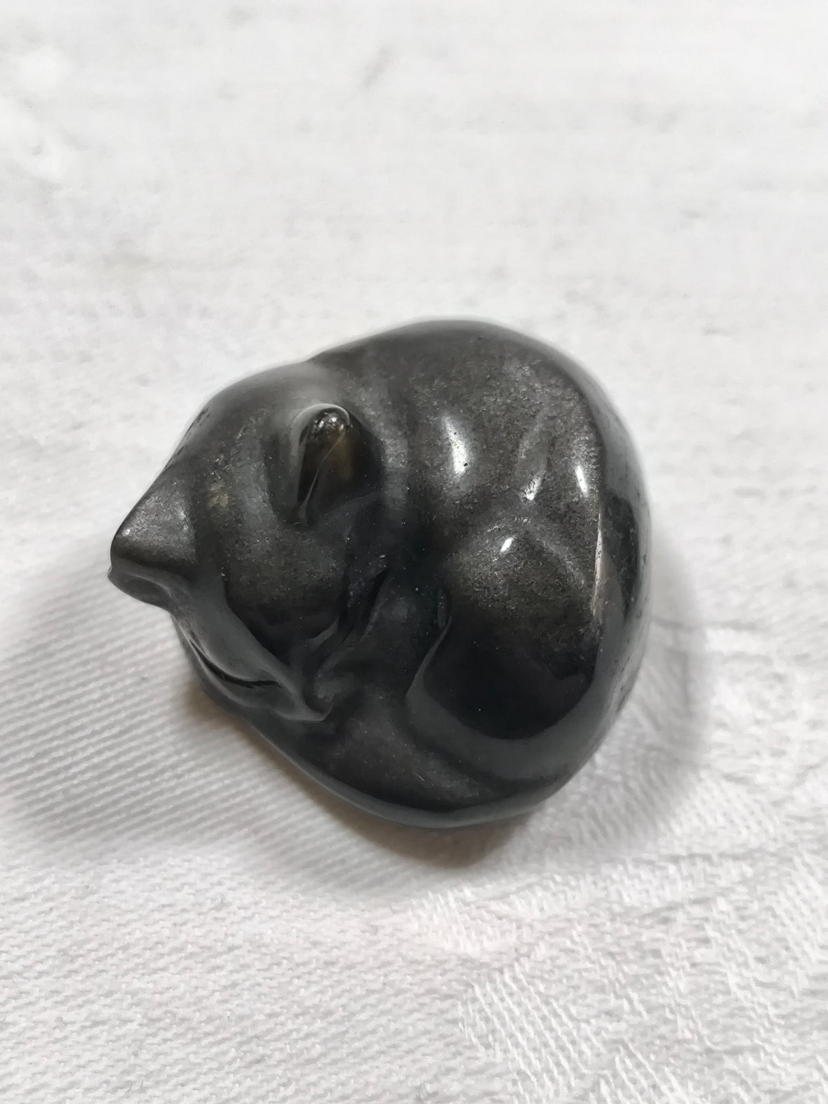 Silver sheen obsidian sleeping cats
