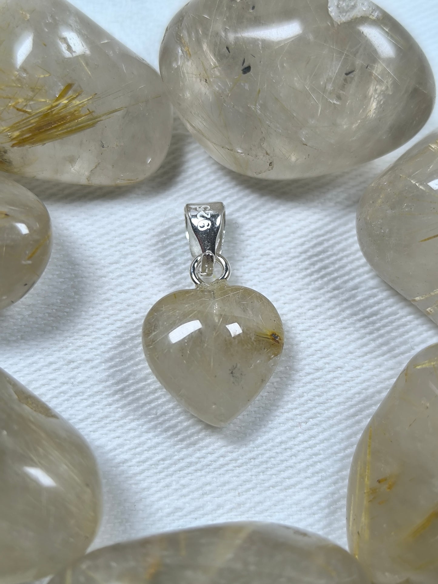 Sterling silver rutile mini heart pendant