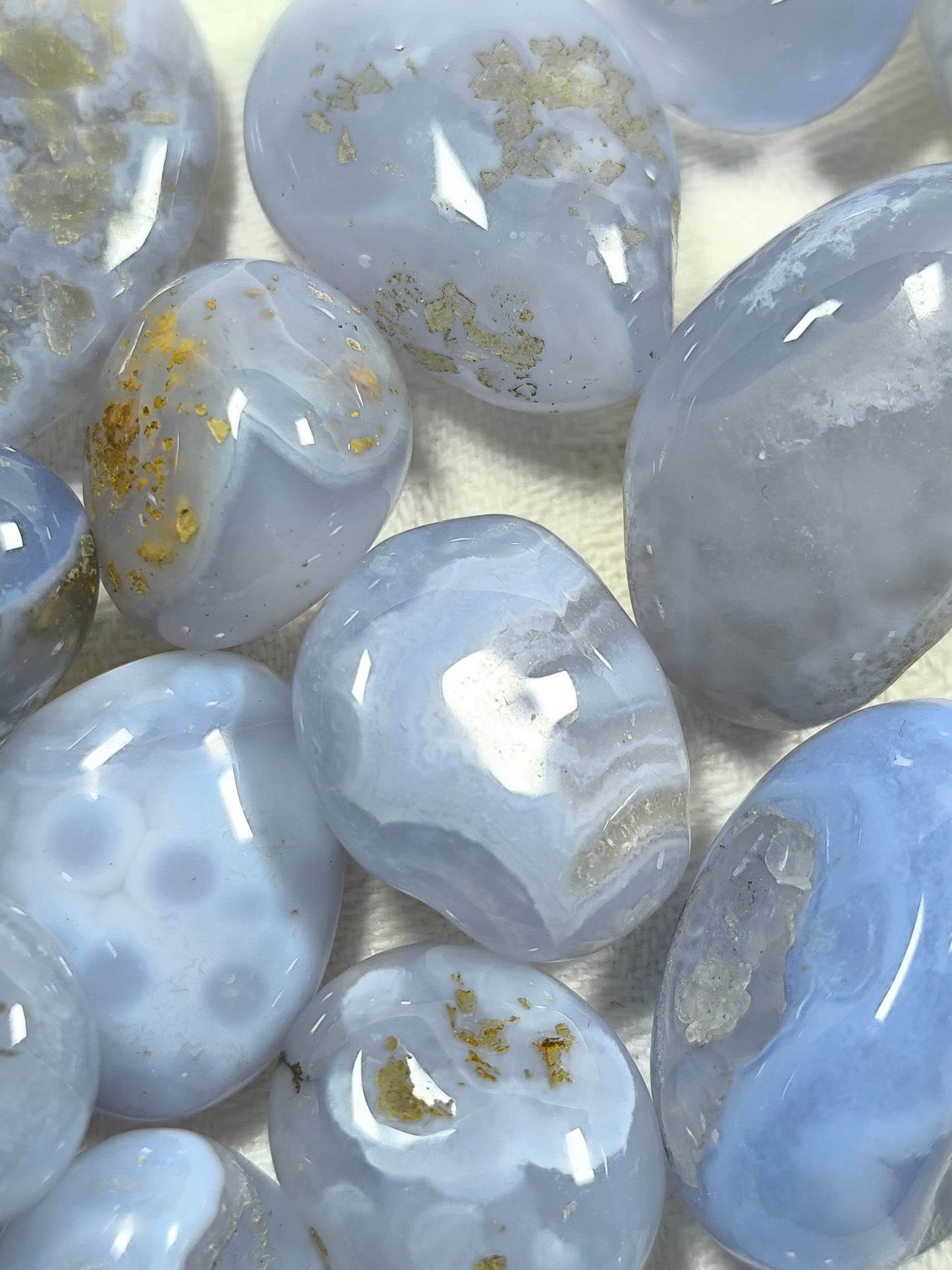 Blue lace agate tumbles