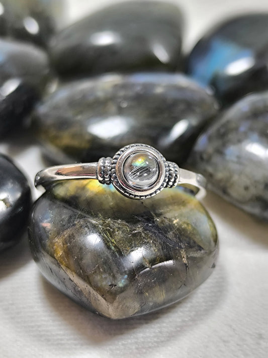 Sterling silver labradorite adjustable ring