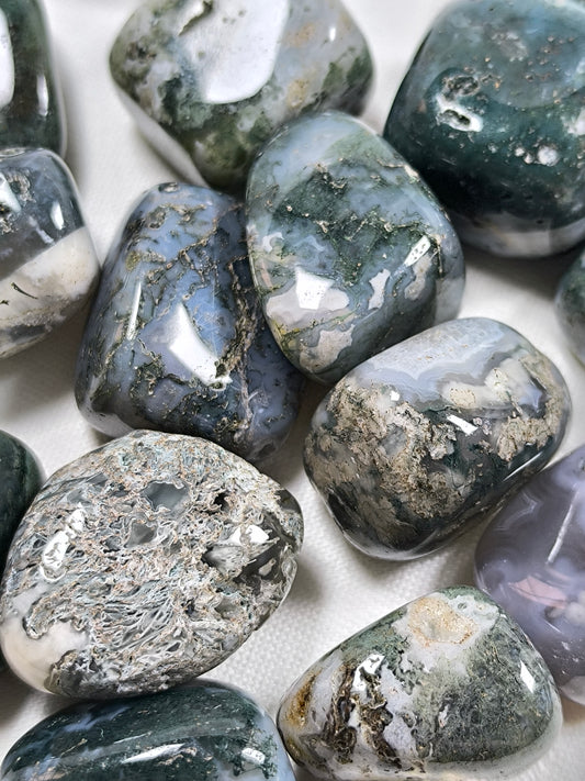 Moss agate tumbles