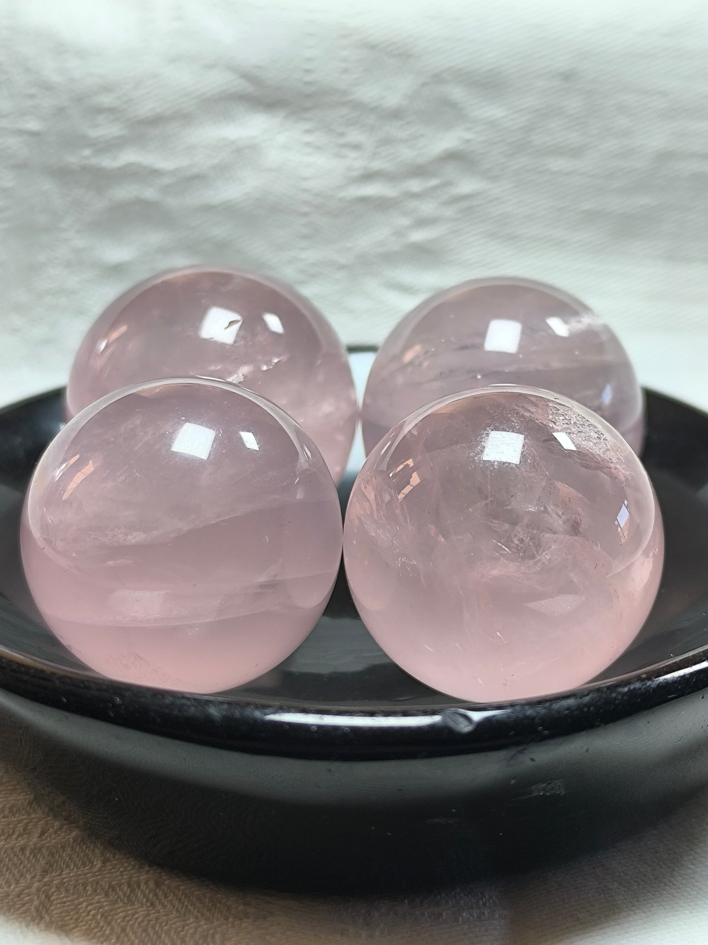 Rose quartz spheres