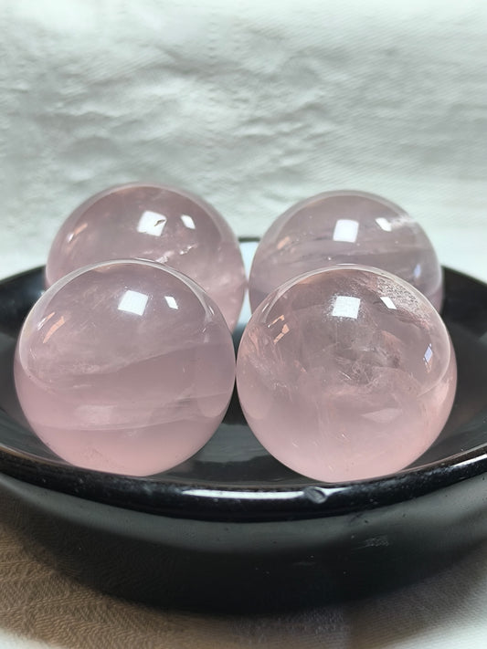 Rose quartz spheres