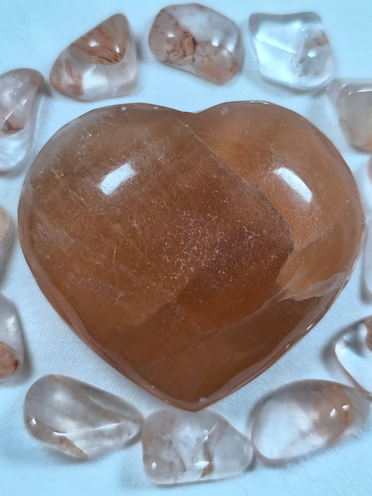 Honey calcite heart